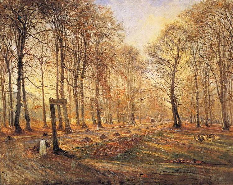 Theodor Esbern Philipsen A Late Autumn Day in Dyrehaven, Sunshine china oil painting image